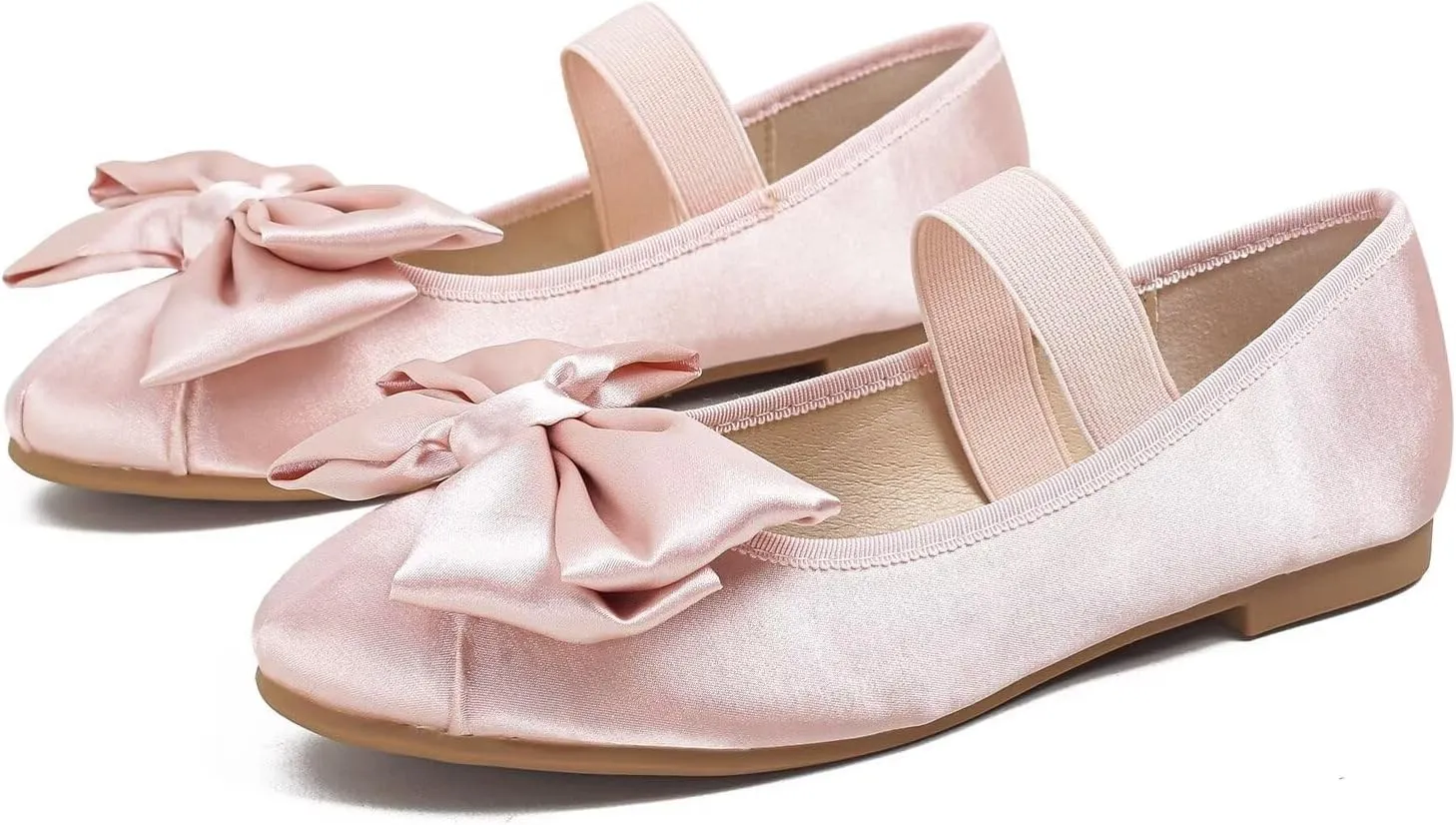 Hee grand Women's Mary Jane Shoes Satin Round Toe Ballerina Flats Fashion Sparkling Rhinestones Dress Shoes Comfort Dancing Shoes