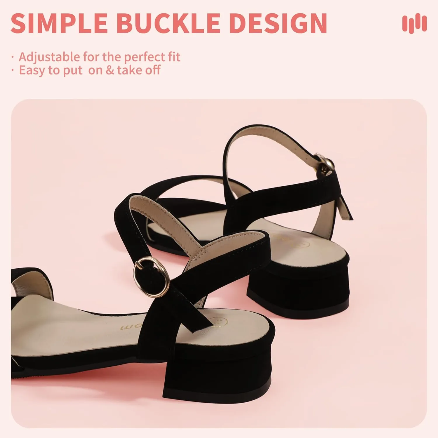 Hehainom Girls Dress Shoes Low Heels Sandals Open Toe Wedding Party School for Little Big Kids Flower Girl Shoes