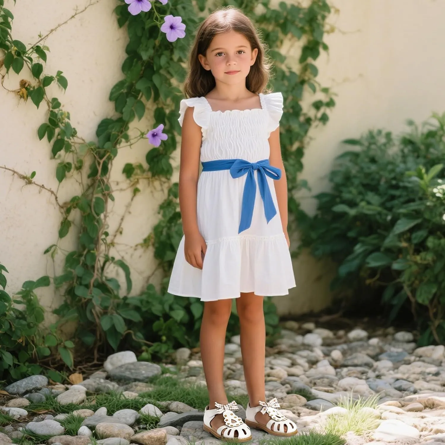 Hehainom Toddler Girls Sandals Closed Toe Bow Flower Girl Summer Shoes Little Kids Flats Sandals