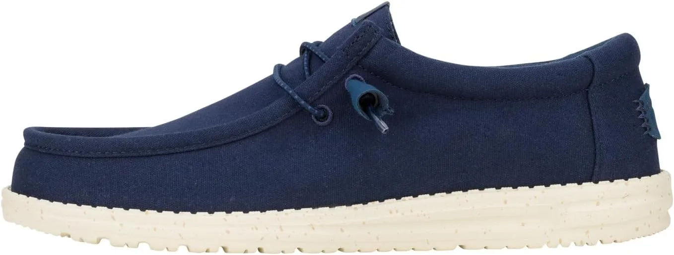 HEYDUDE Men's Wally Canvas Navy Size 9, Men’s Shoes, Slip-on Loafers, Comfortable & Light-Weight