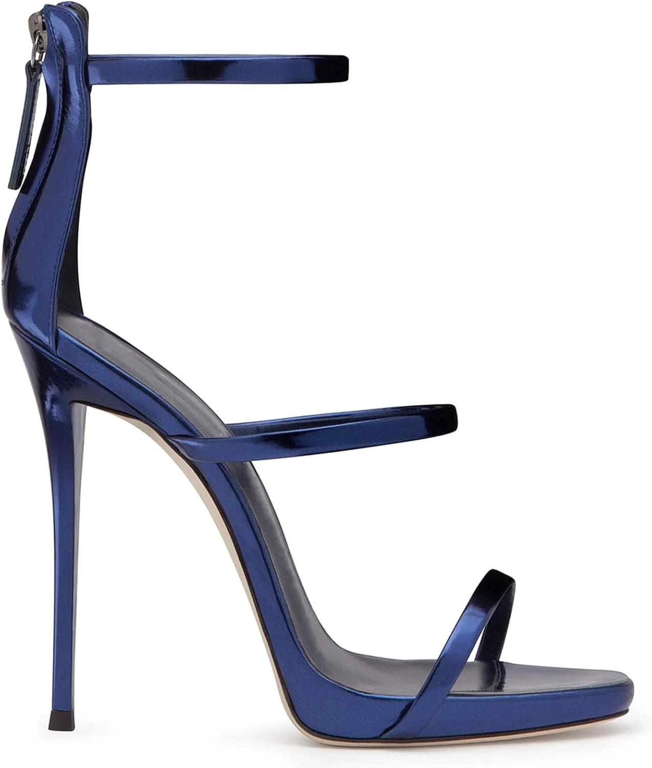 High Heels for Women Strappy Stilettos Open Toe Back Zipper Patent Dressy Sexy Sandals