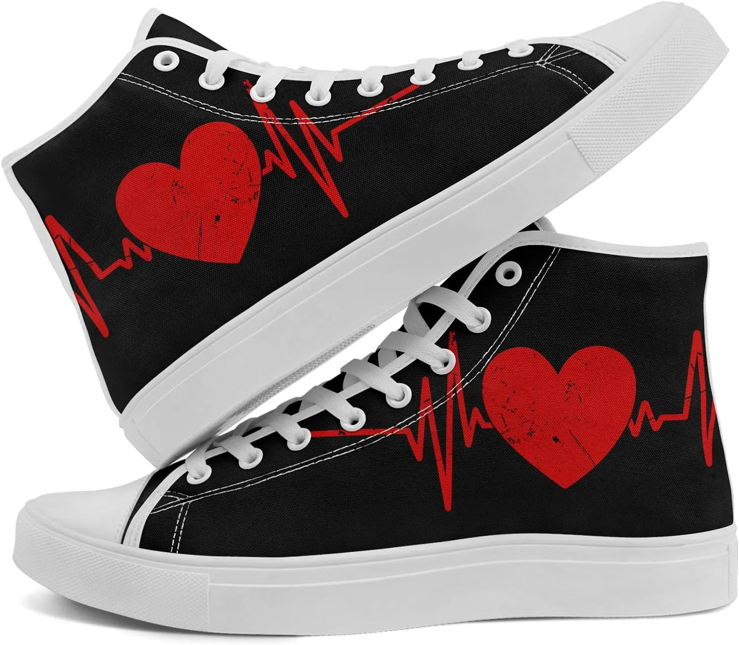 High-Top Sneakers for Men & Women – Romantic Design Canvas Shoes Stylish Casual Streetwear Walking Shoes, Trendy Lover Gift