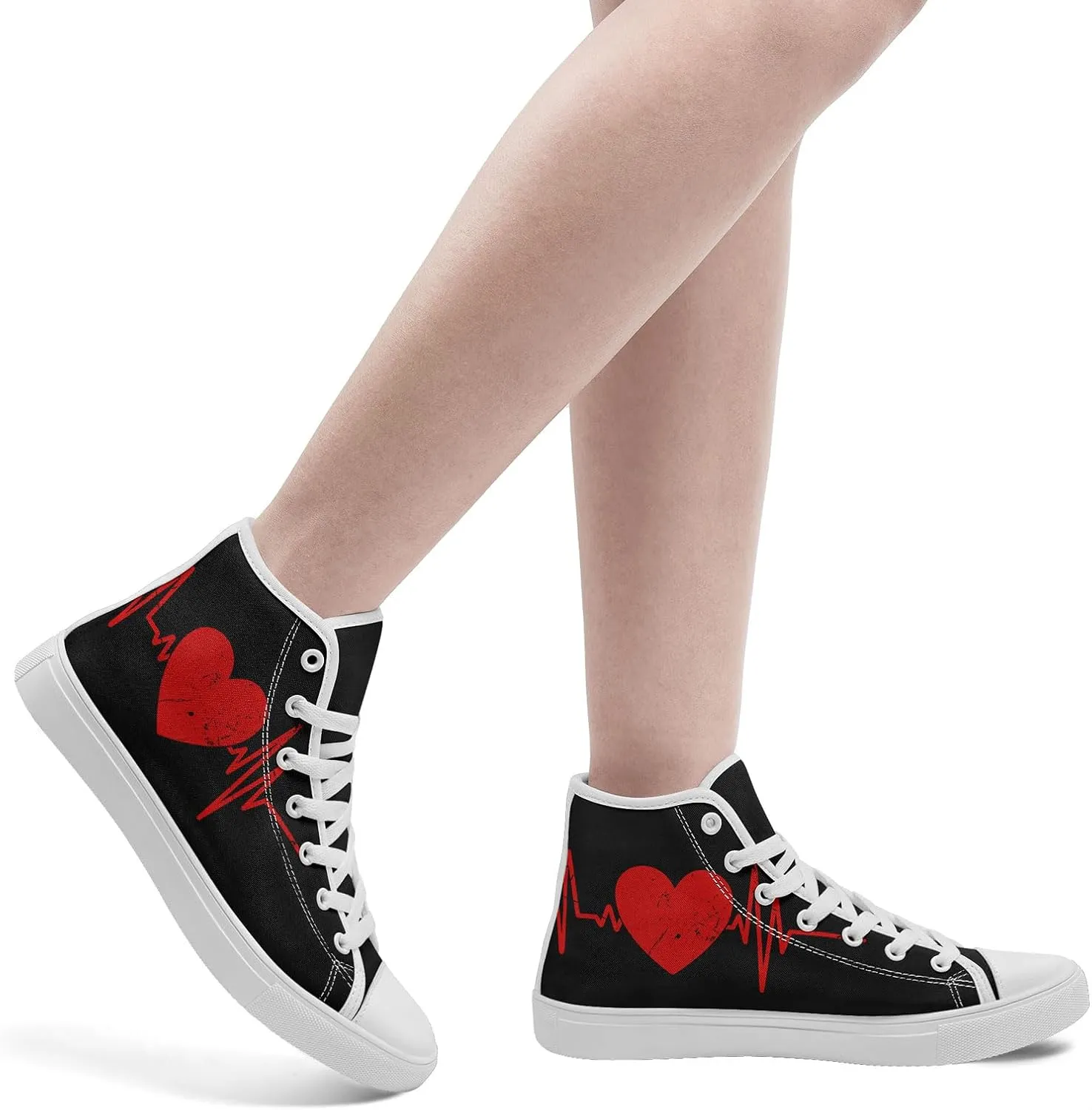 High-Top Sneakers for Men & Women – Romantic Design Canvas Shoes Stylish Casual Streetwear Walking Shoes, Trendy Lover Gift