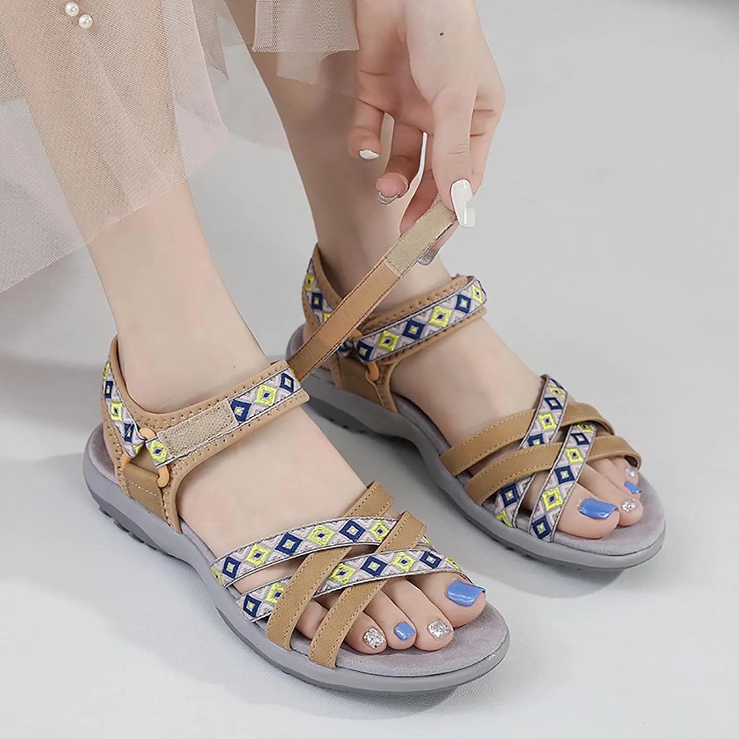 Hiking Sandals Women Waterproof Arch Support Comfortable Water Shoes Hook Loop Strap Sports Lightweight Slides