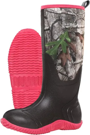 HISEA Women's Rain Boots, Knee High Rubber Boots Waterproof Insulated Neoprene Mud Boots, Anti-Slip Outdoor Work Boots for Hunting Gardening Farming Yard Working, Size 6-11