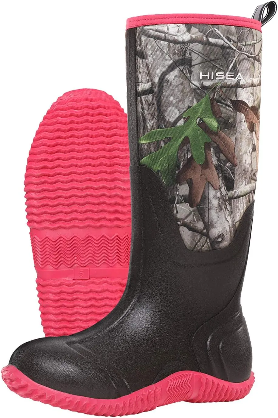HISEA Women's Rain Boots, Knee High Rubber Boots Waterproof Insulated Neoprene Mud Boots, Anti-Slip Outdoor Work Boots for Hunting Gardening Farming Yard Working, Size 6-11