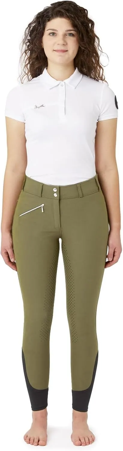 HORZE Womens High Waist Full Seat Breeches with Crystals