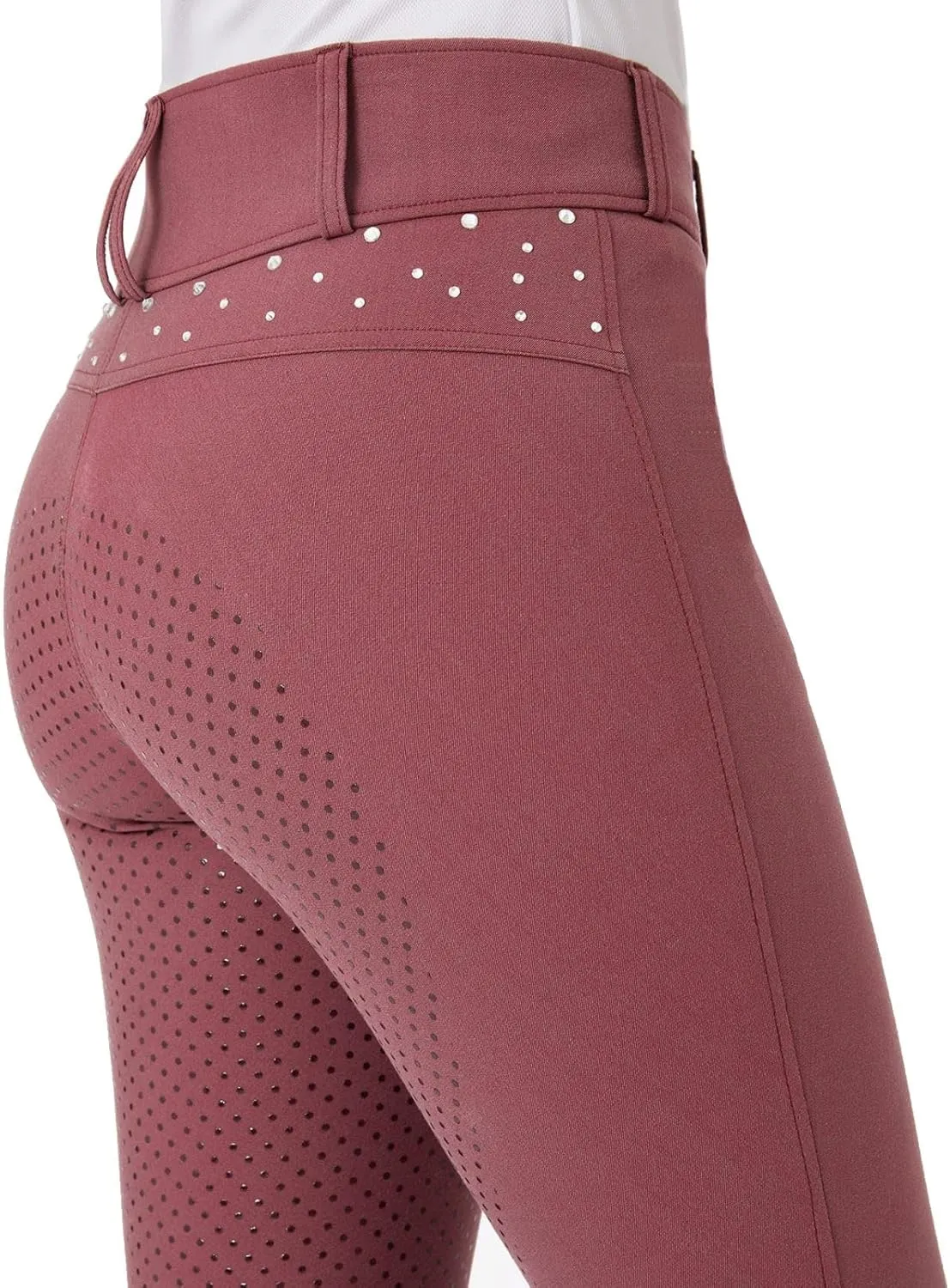 HORZE Womens High Waist Full Seat Breeches with Crystals