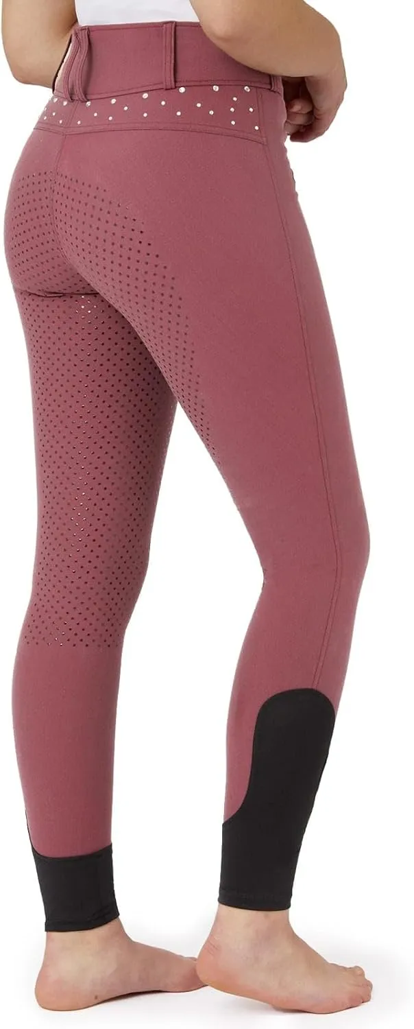 HORZE Womens High Waist Full Seat Breeches with Crystals