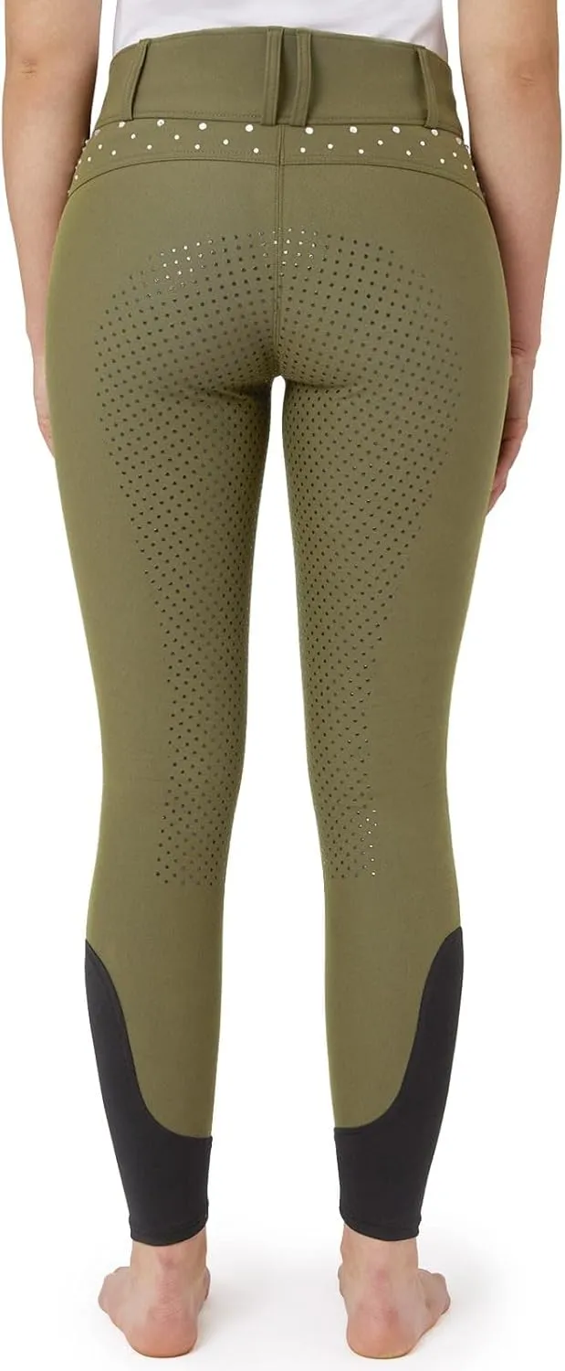 HORZE Womens High Waist Full Seat Breeches with Crystals