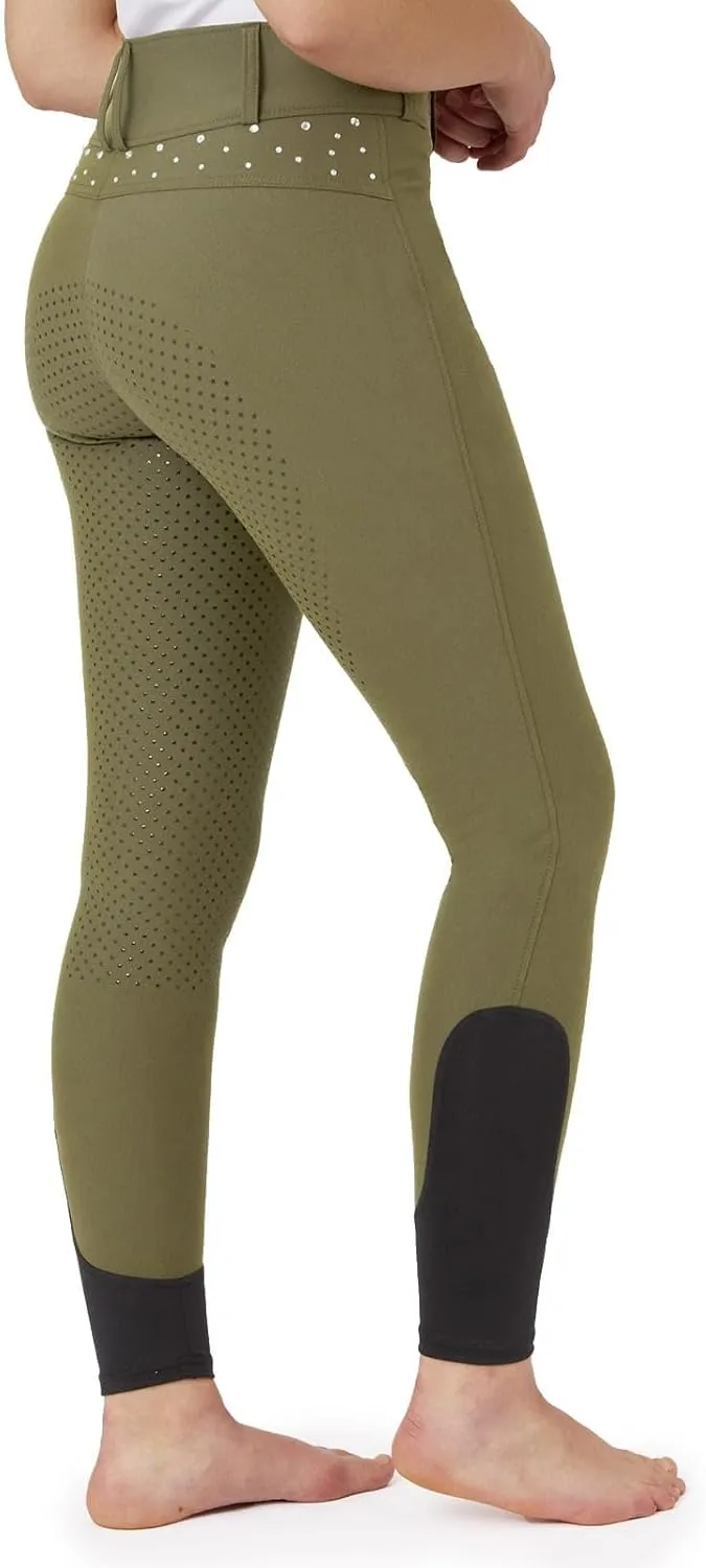 HORZE Womens High Waist Full Seat Breeches with Crystals