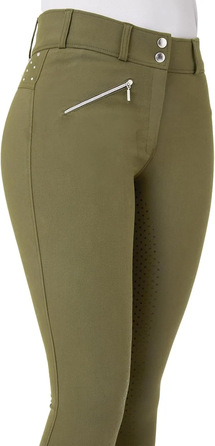 HORZE Womens High Waist Full Seat Breeches with Crystals