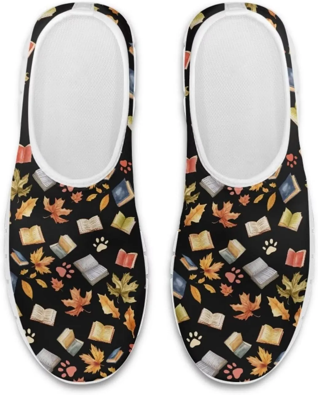 Howilath Books Print Women's Loafers & Slip-on Running Sneakers Casual Shoes Hands Free Shoes