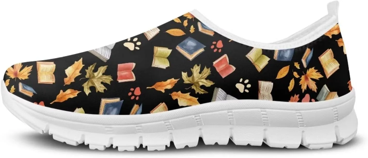 Howilath Books Print Women's Loafers & Slip-on Running Sneakers Casual Shoes Hands Free Shoes