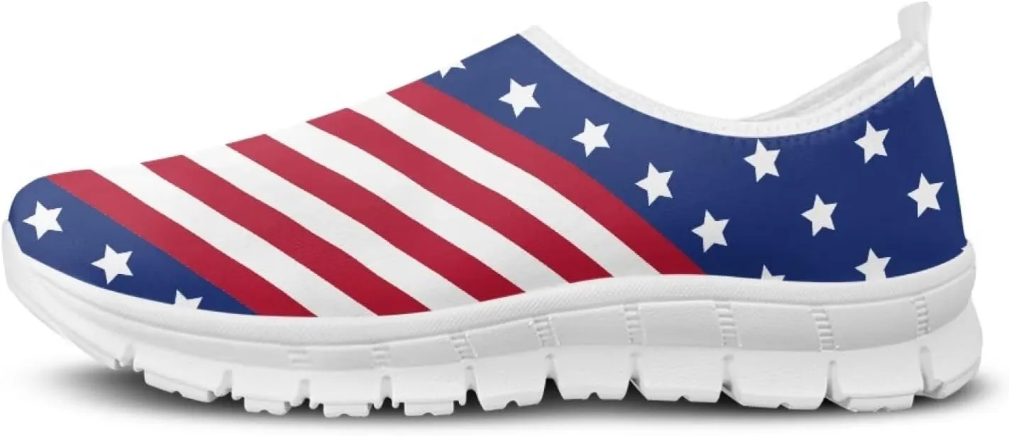 Howilath Flag Print Mens Slip on Shoes Casual Running Sneakers Anti-Skid Loafers with EVA Sole