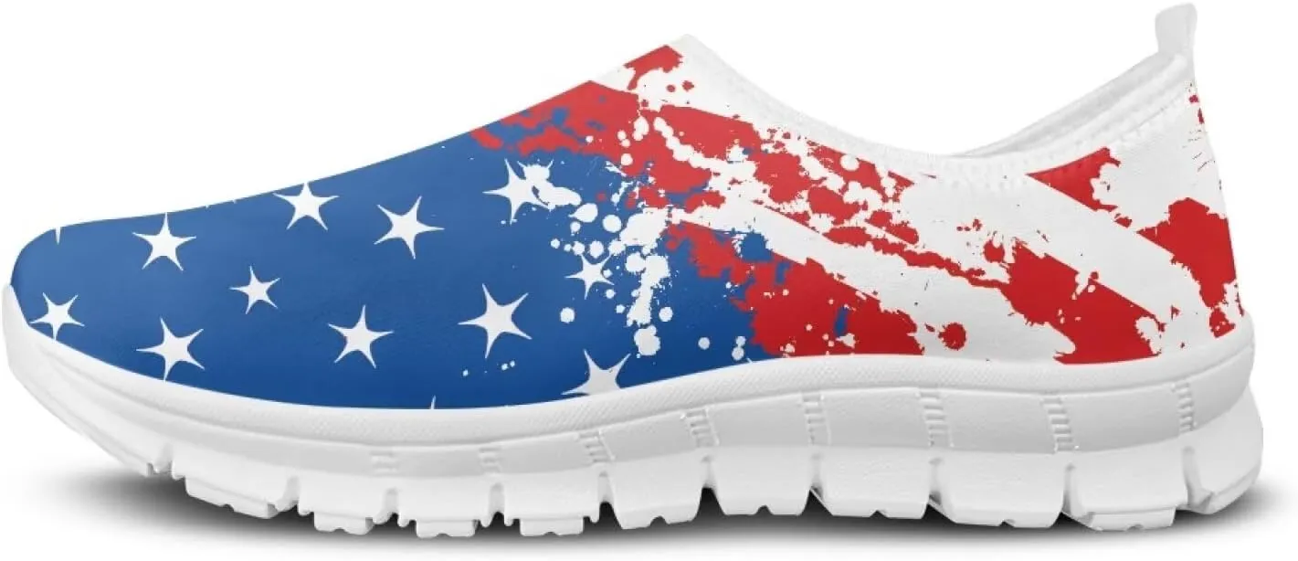 Howilath Flag Print Mens Slip on Shoes Casual Running Sneakers Anti-Skid Loafers with EVA Sole