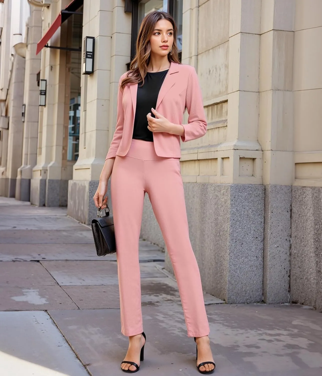 Hybrid & Company Womens Business Millennium Slim Bootcut Pants