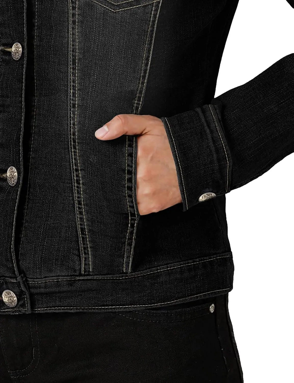 Hybrid & Company Women's Long Sleeve Denim Jackets Basic Button Down Jean Jacket with Pockets