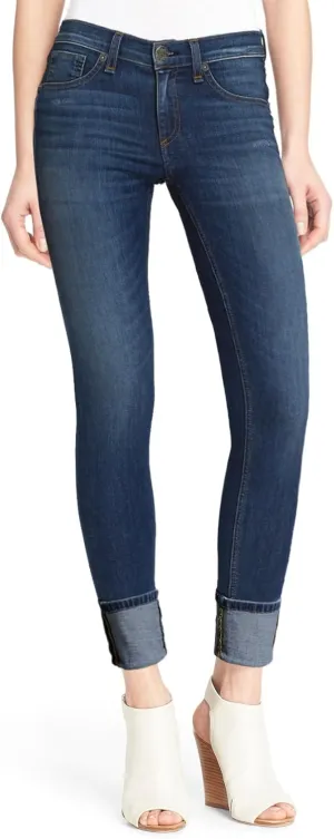 Hybrid & Company Women's Super Stretchy Deep Wide Cuff/Capri Pants Denim Jeans