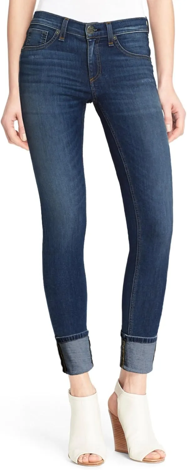 Hybrid & Company Women's Super Stretchy Deep Wide Cuff/Capri Pants Denim Jeans