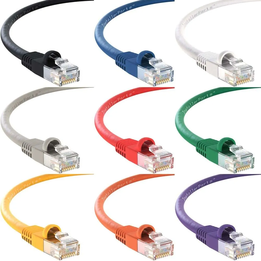 InstallerParts (10 Pack Ethernet Cable CAT5E Cable UTP Booted 6 FT - Black - Professional Series - 1Gigabit/Sec Network/Internet Cable, 350MHZ