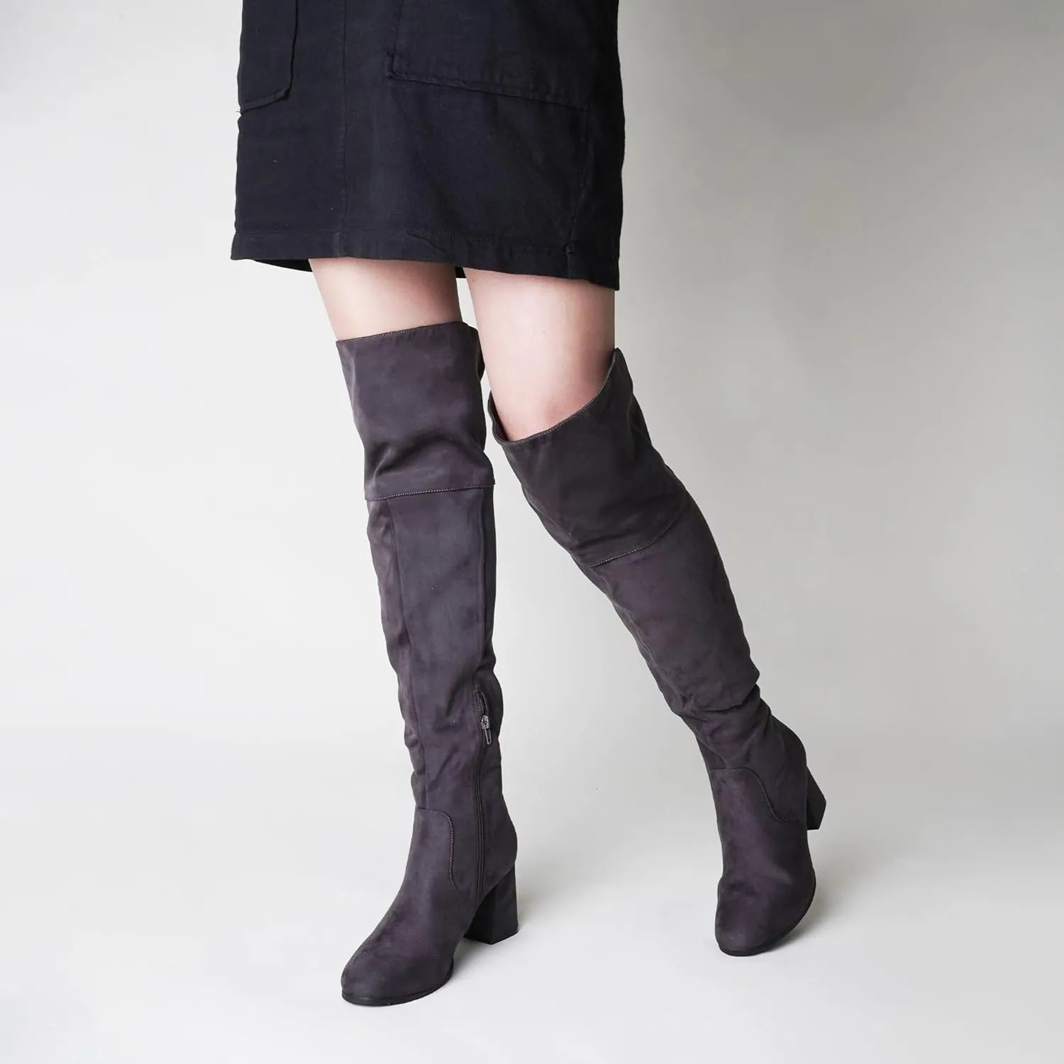 J. Adams Brandy Over The Knee Boot - Trendy Low Block Heel Suede Thigh High