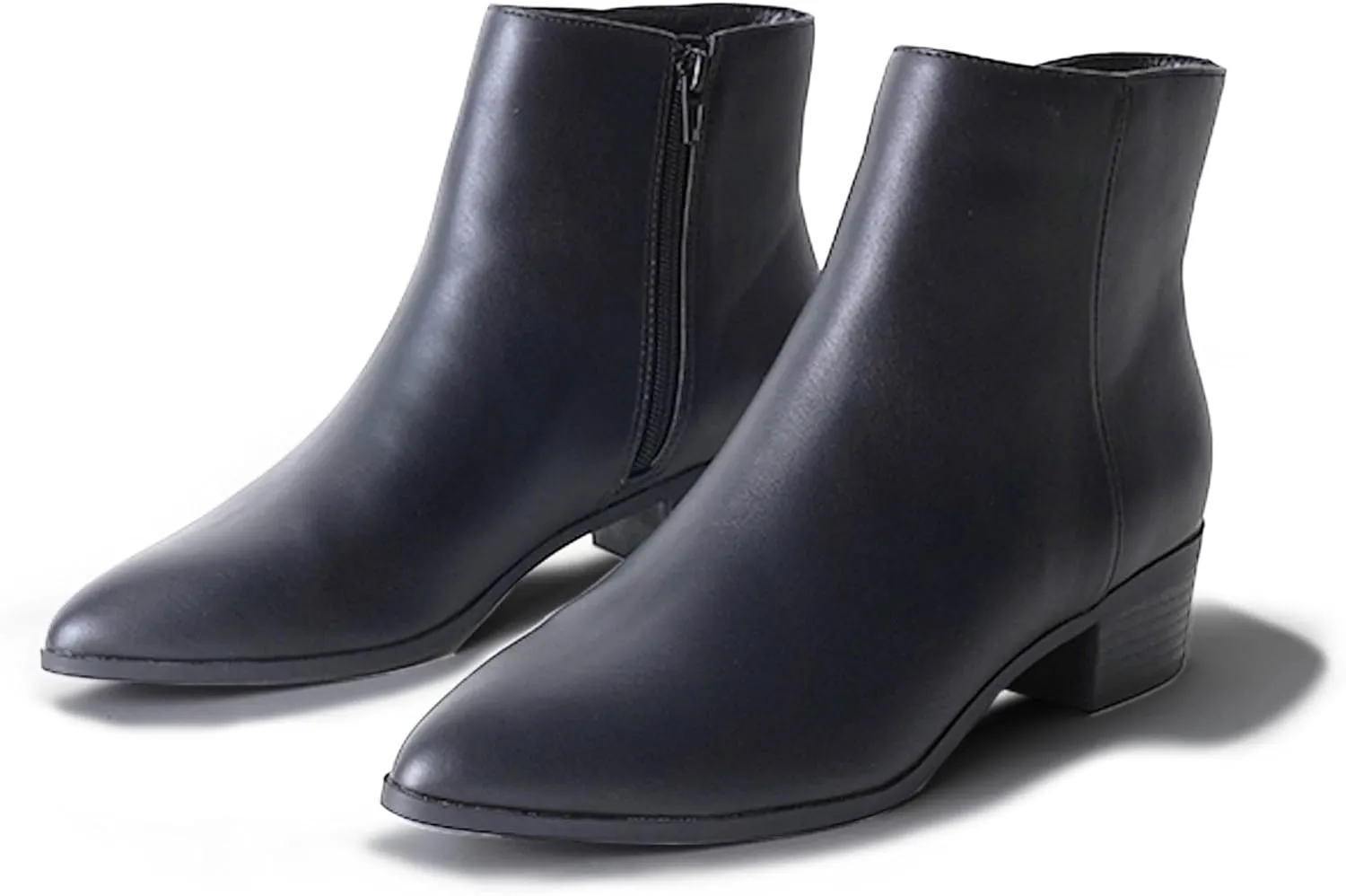 J. Adams Women's Viper Ankle Boots - Short Chunky Low-Heel Pointed-Toe Block Booties, Comfortable and Stylish for Everyday Wear