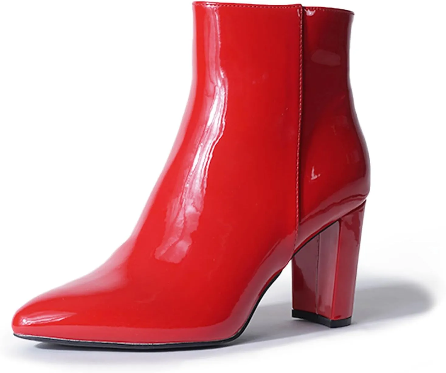 J. Adams Women's Wallice Ankle Booties - Chic Pointed Toe Block Heel Boots with Side Zipper - Comfortable and Stylish Dress Boots for Everyday Wear