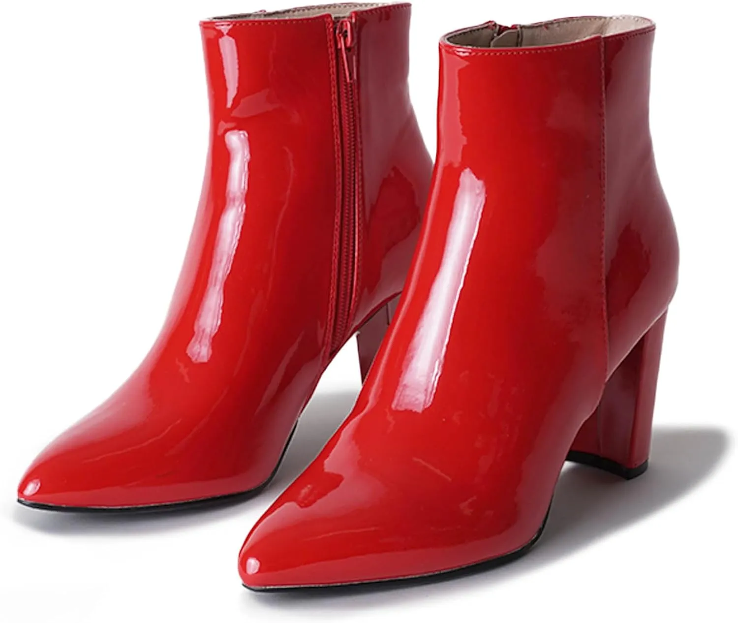 J. Adams Women's Wallice Ankle Booties - Chic Pointed Toe Block Heel Boots with Side Zipper - Comfortable and Stylish Dress Boots for Everyday Wear