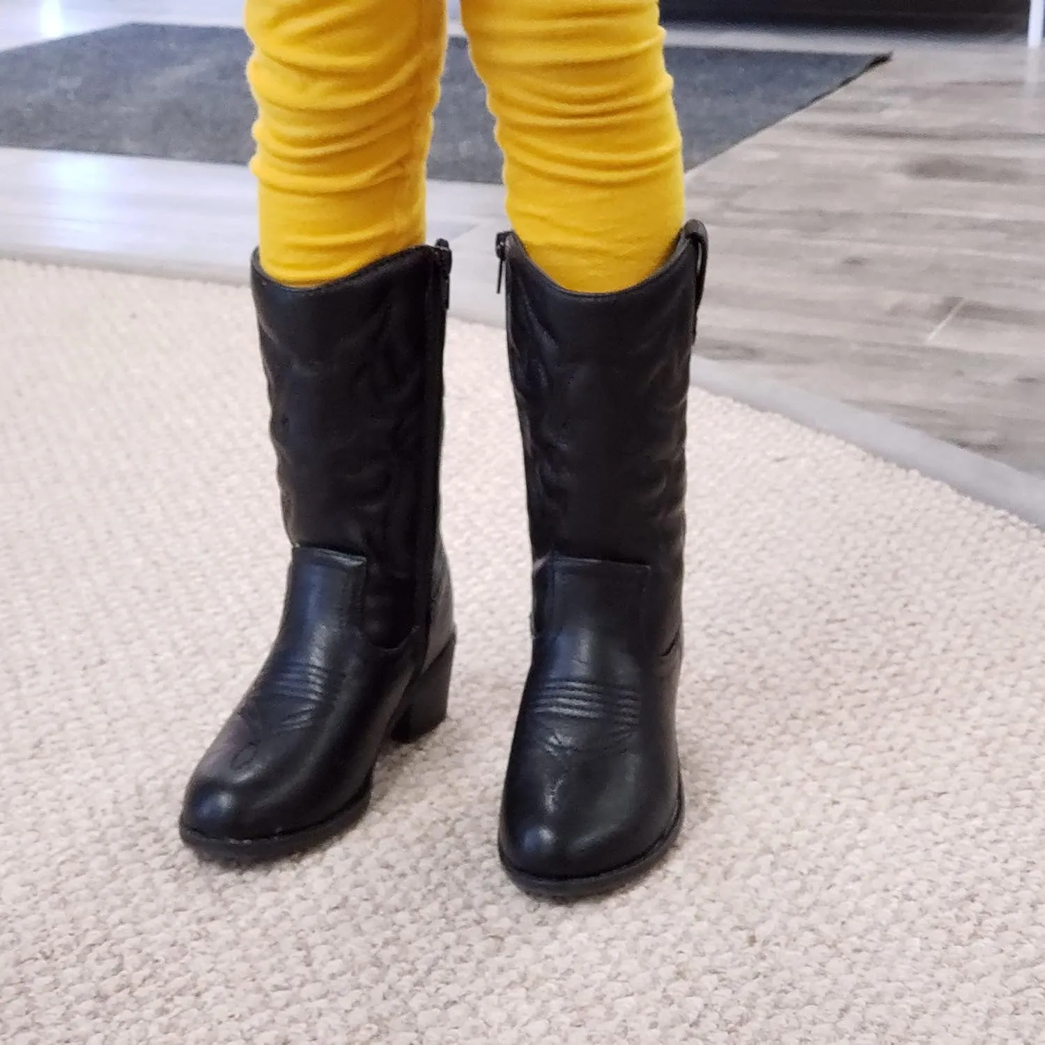 Jazamé Little Kids' Girls Cowboy Boots - Tall Stitched Western Toddler Cowgirl Boots - Stylish and Durable Cowgirl Boots for Girls - girls cowgirl boots - botas vaqueras para niñas