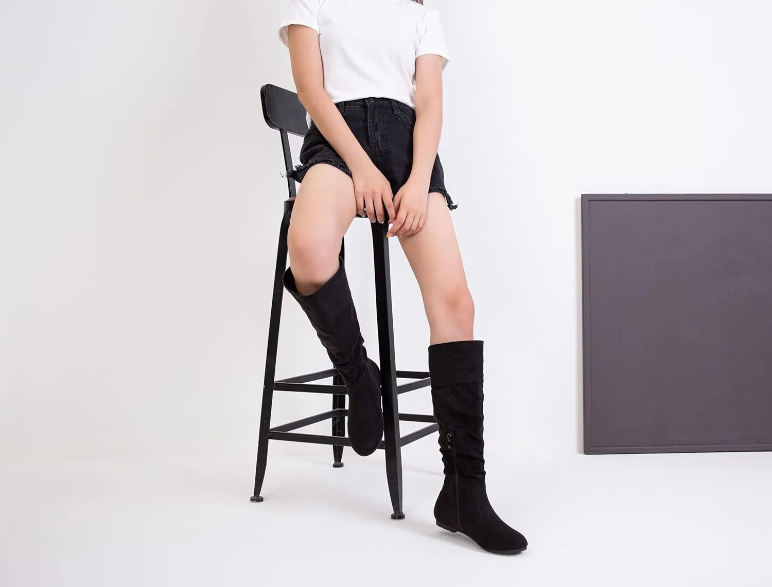 Jeossy Women's 9601 Knee High Boots Tall Slouch Boots with Inside Zipper