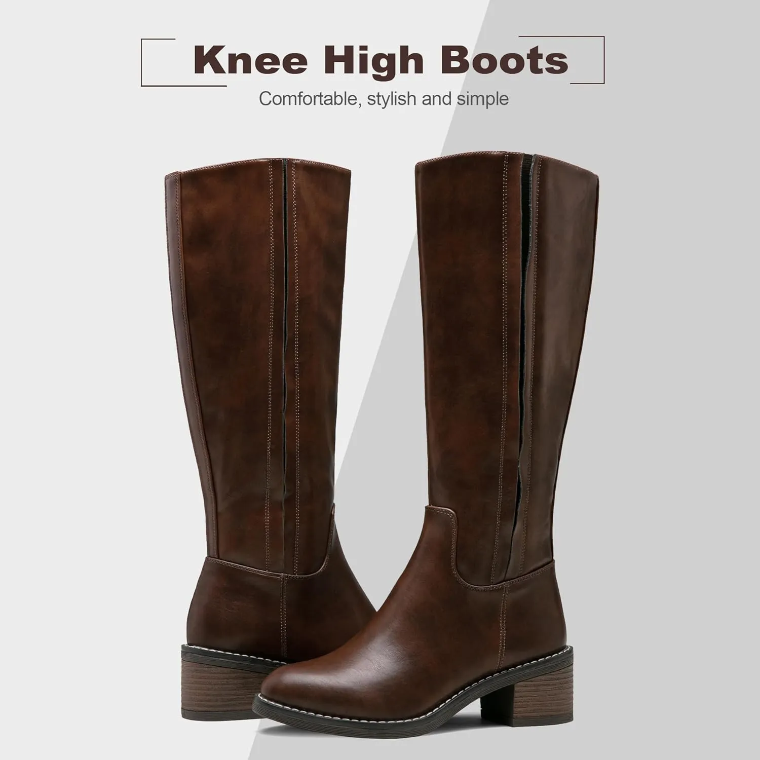 Jeossy Women's 9661 Knee High Boots, Fashion Riding Boots with Inside Zipper and Side Hidden Elastic Band