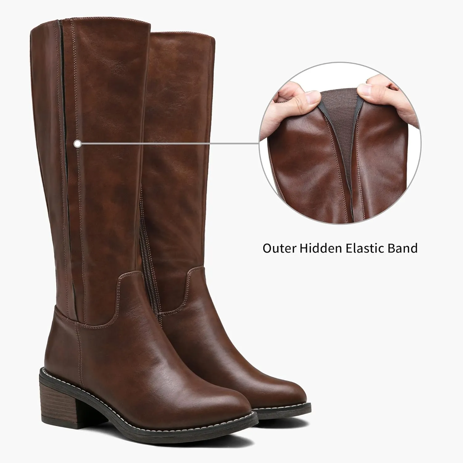 Jeossy Women's 9661 Knee High Boots, Fashion Riding Boots with Inside Zipper and Side Hidden Elastic Band