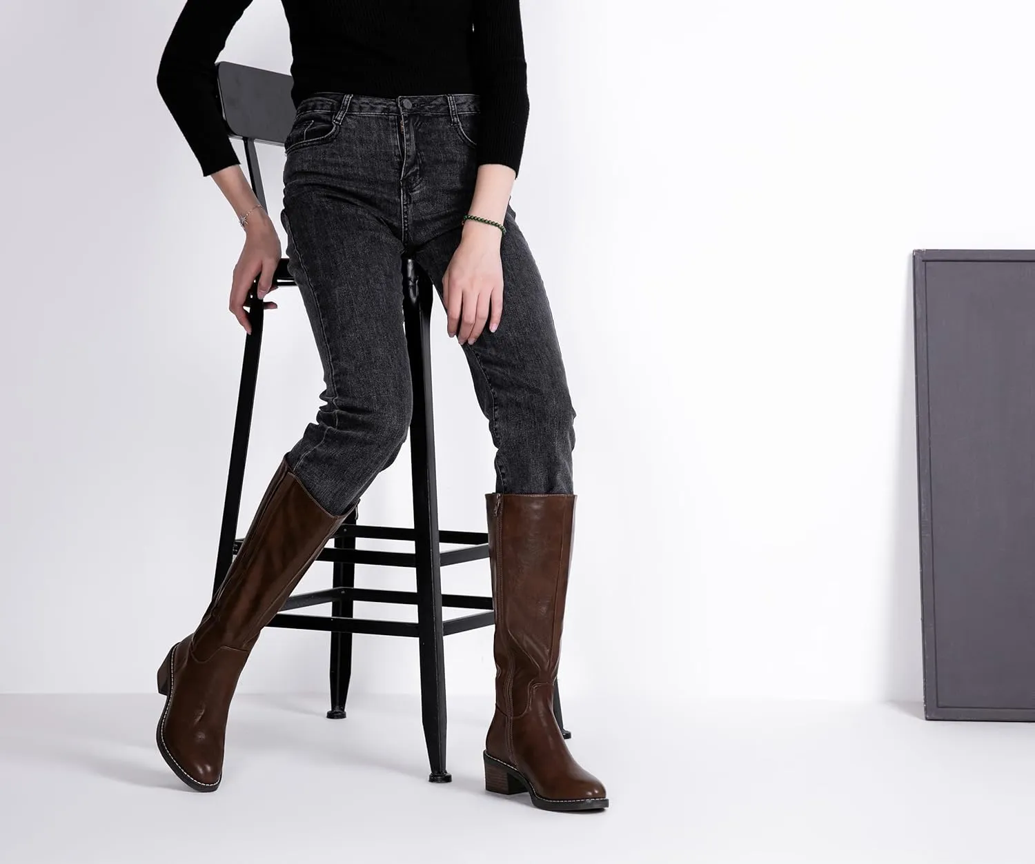 Jeossy Women's 9661 Knee High Boots, Fashion Riding Boots with Inside Zipper and Side Hidden Elastic Band