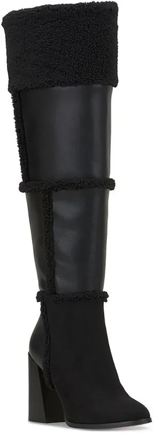 Jessica Simpson Womens Faux Suede Faux Fur Over-The-Knee Boots