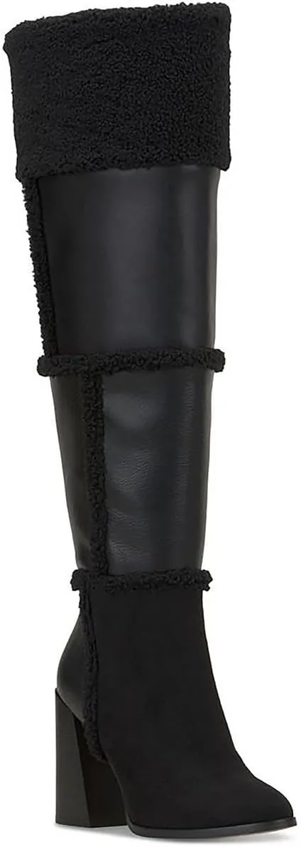 Jessica Simpson Womens Faux Suede Faux Fur Over-The-Knee Boots