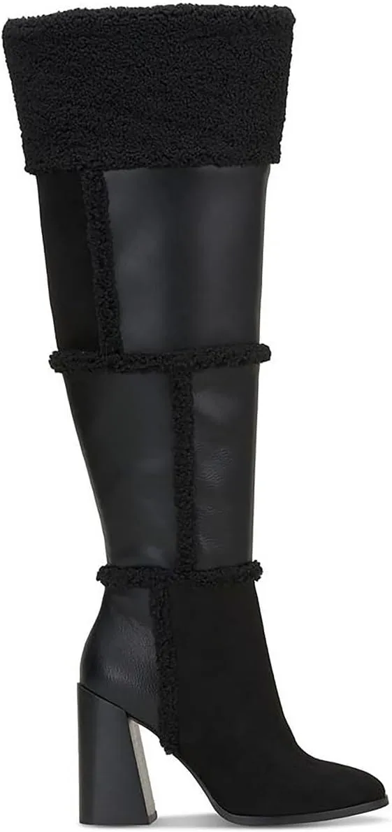 Jessica Simpson Womens Faux Suede Faux Fur Over-The-Knee Boots