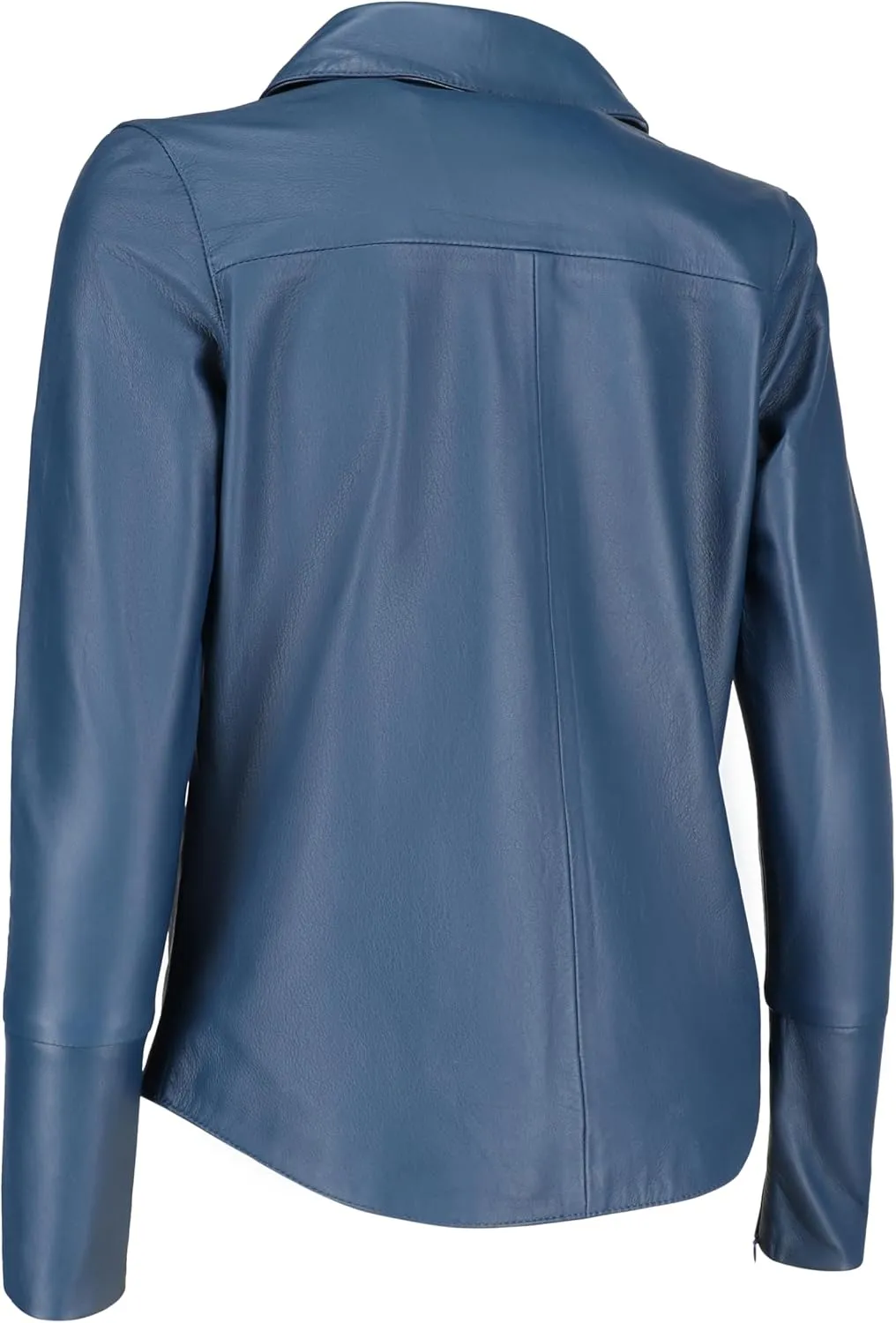 Jild Casual Shirt Leather Jacket Women - Long Sleeve Snap Button Down Soft Lambskin Leather Shacket Regular and Plus Size