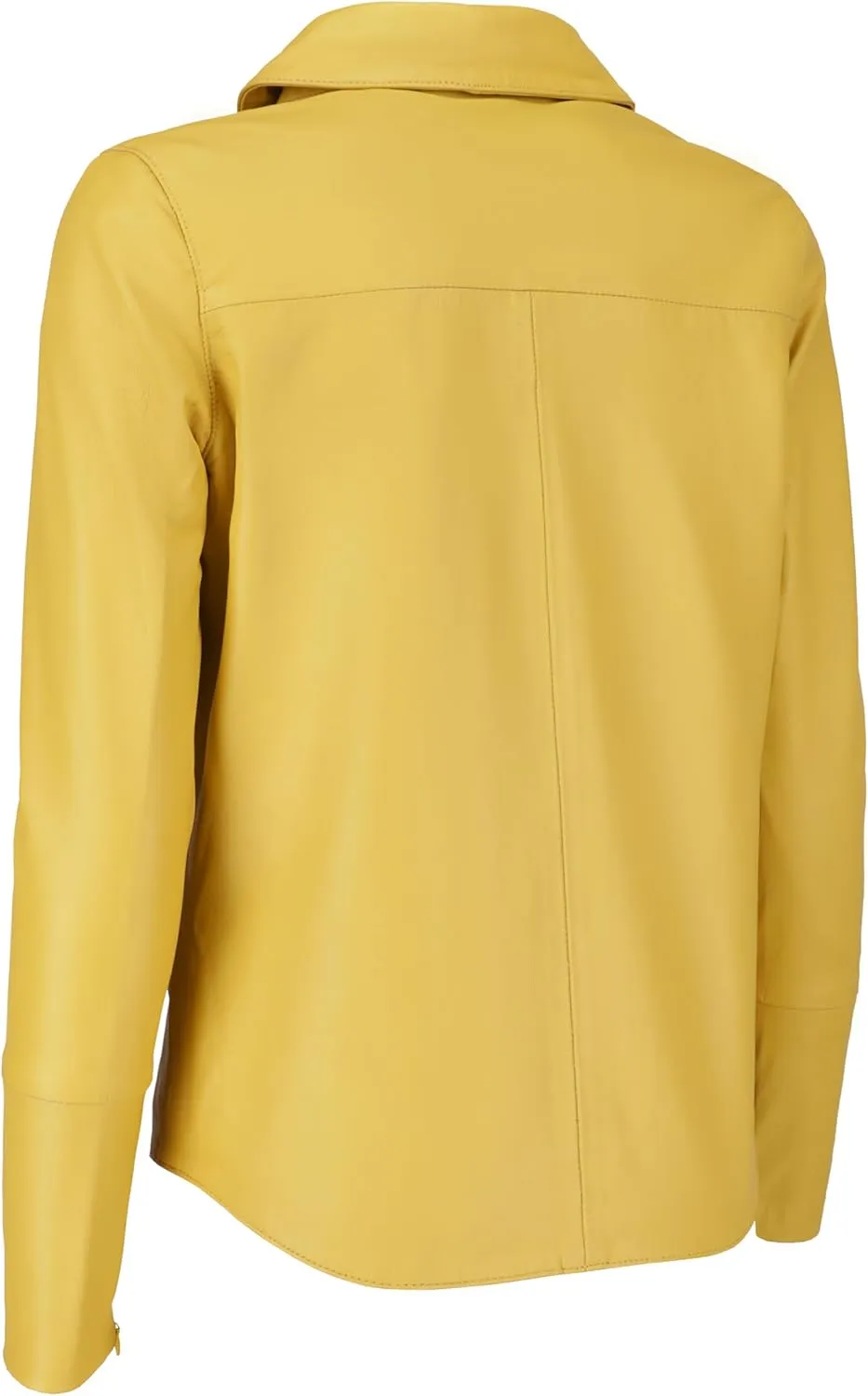 Jild Casual Shirt Leather Jacket Women - Long Sleeve Snap Button Down Soft Lambskin Leather Shacket Regular and Plus Size