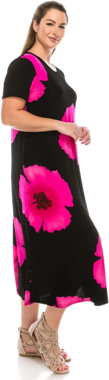 Jostar Print Long Dress Short Sleeve -7002BN-SRP1-W468