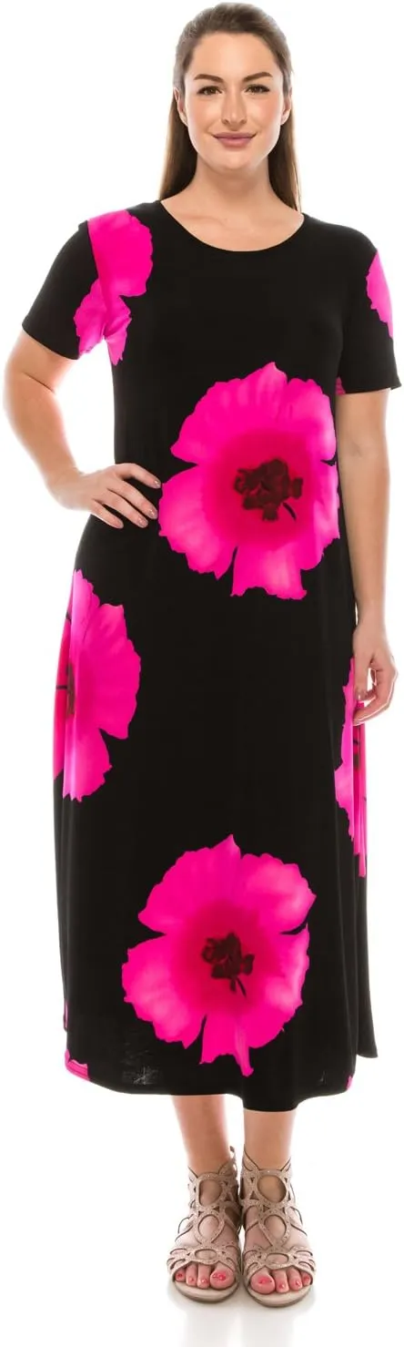 Jostar Print Long Dress Short Sleeve -7002BN-SRP1-W468