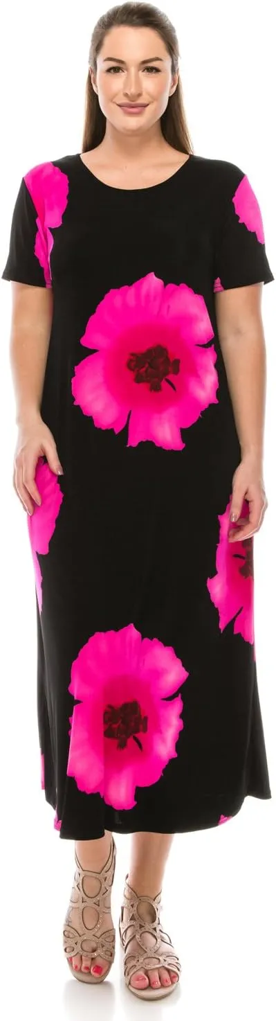 Jostar Print Long Dress Short Sleeve -7002BN-SRP1-W468
