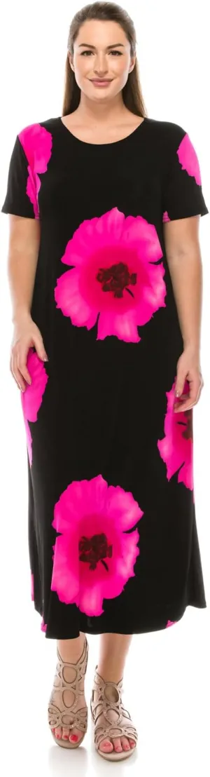 Jostar Print Long Dress Short Sleeve -7002BN-SRP1-W468