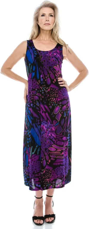 Jostar Women's Tank Long Dress – Sleeveless Scoop Neck Casual Printed Swing Flowy T Shirt One Piece