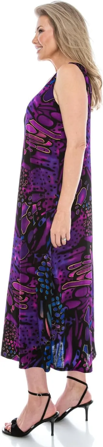 Jostar Women's Tank Long Dress – Sleeveless Scoop Neck Casual Printed Swing Flowy T Shirt One Piece