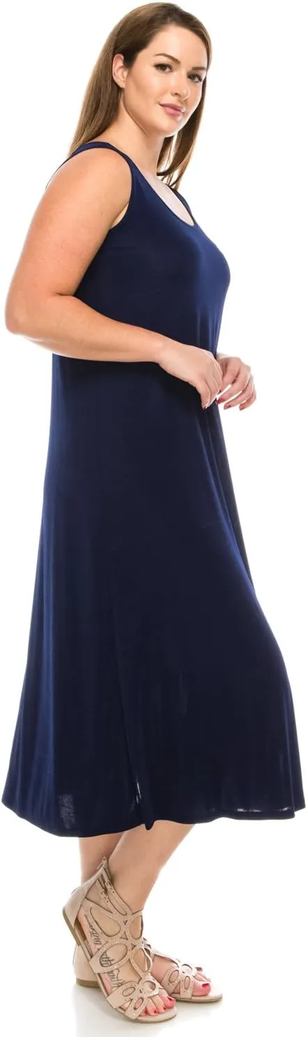 Jostar Women's Tank Long Dress – Sleeveless Scoop Neck Casual Swing Flowy T Shirt One Piece