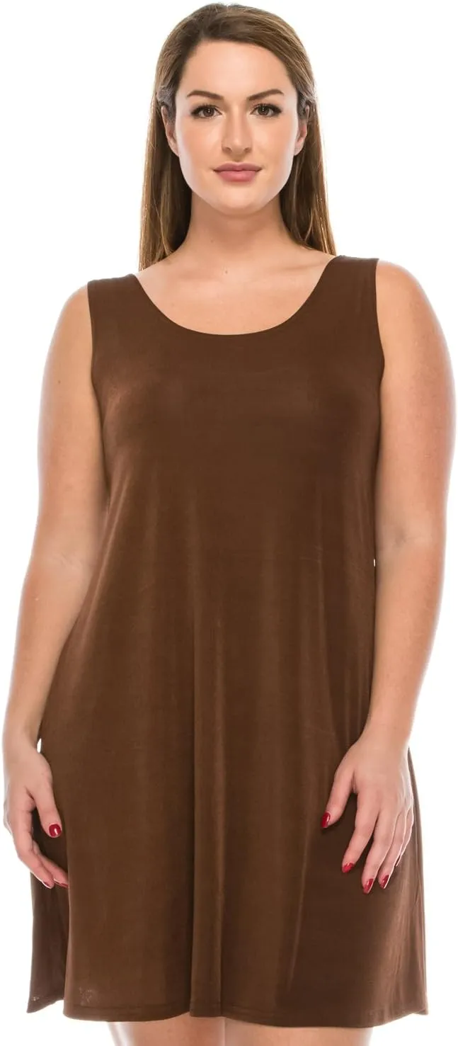 Jostar Women's Tank Mini Dress – Sleeveless Scoop Neck Casual Solid Stretch T Shirt Short One Piece