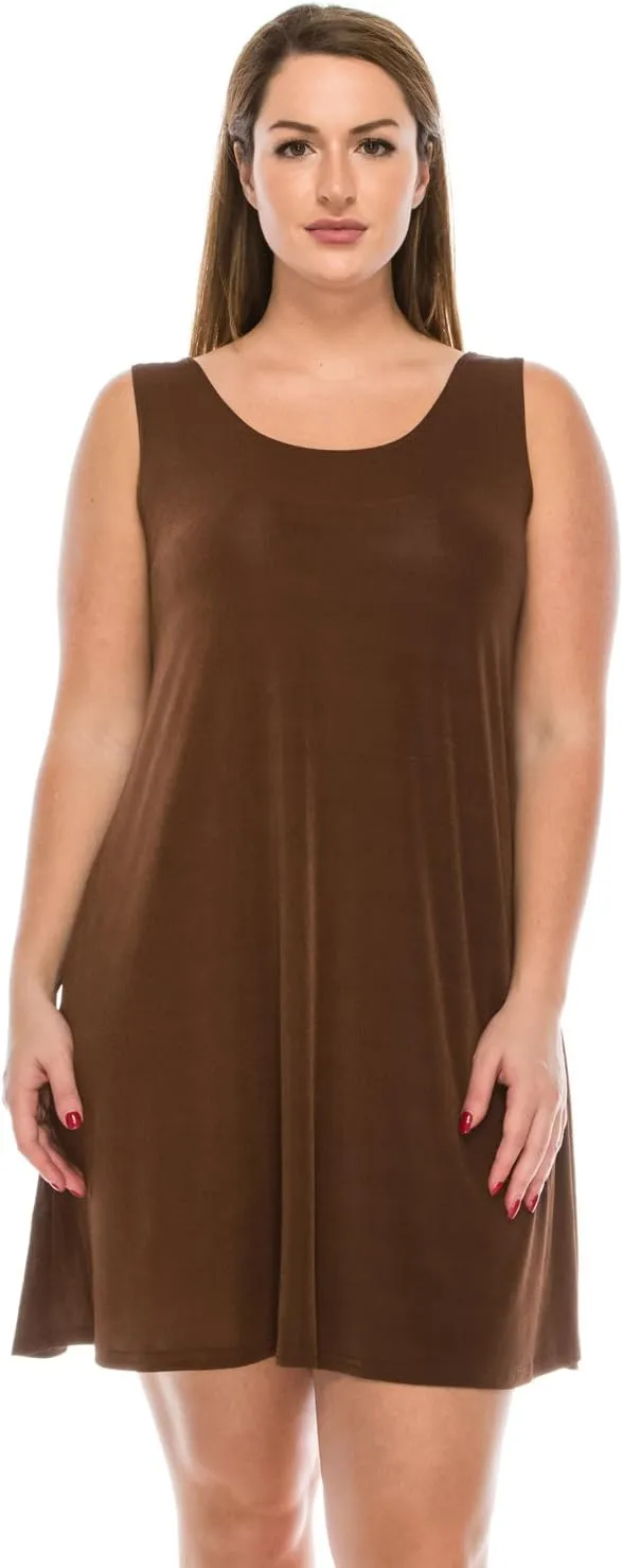 Jostar Women's Tank Mini Dress – Sleeveless Scoop Neck Casual Solid Stretch T Shirt Short One Piece