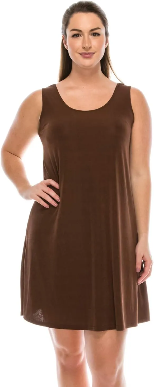 Jostar Women's Tank Mini Dress – Sleeveless Scoop Neck Casual Solid Stretch T Shirt Short One Piece