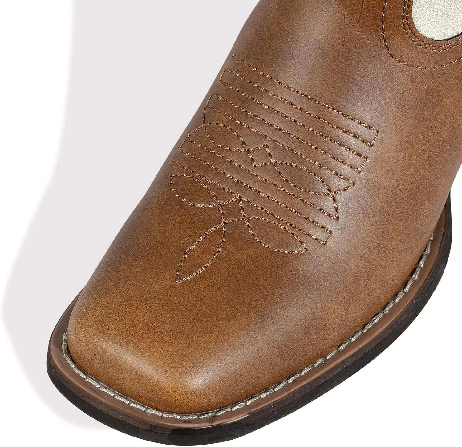 J's.o.l.e Square Toe Cowboy Boots for Women Cowgirl Fashion Two-toned Western Boots Mid Calf Brown